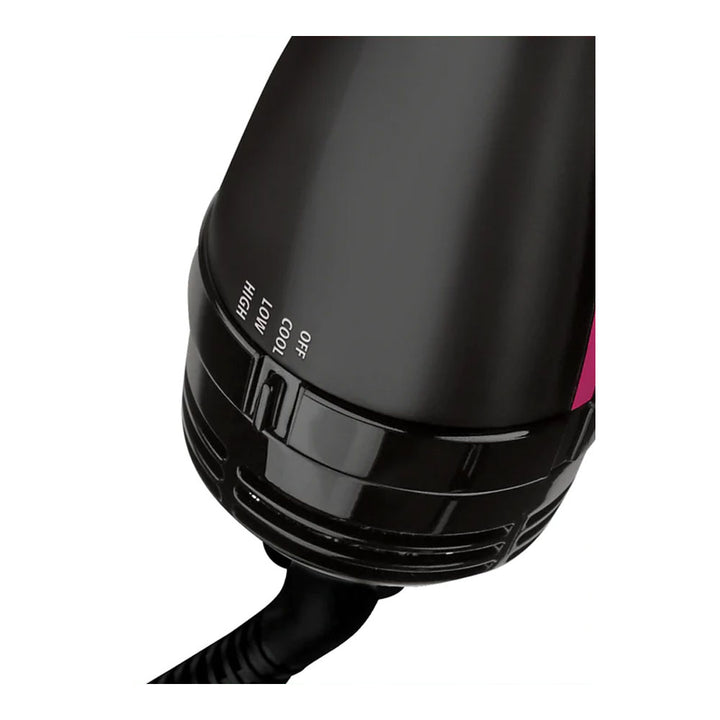 Revlon One-Step Volumiser in Black – zoomed view of power & heat setting switch