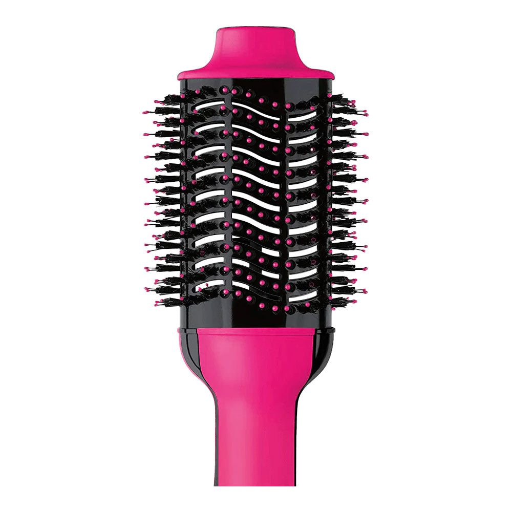 Revlon One-Step Volumiser in Pink – close-up of oval head & bristles