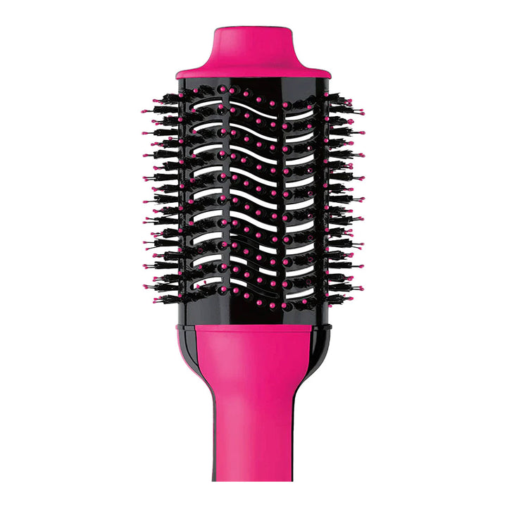 Revlon One-Step Volumiser in Pink – close-up of oval head & bristles