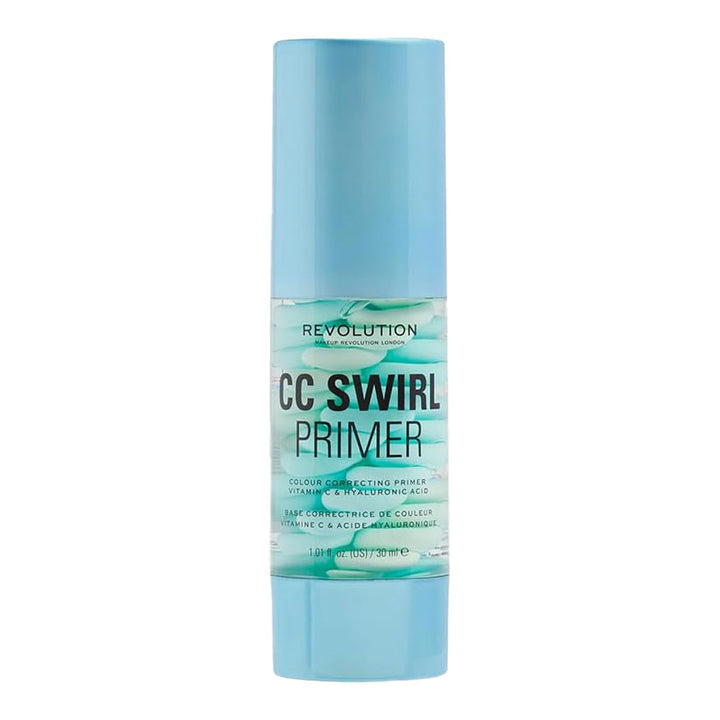 Revolution CC Swirl Primer product, colour-correcting face primer, pore-blurring oil control, matte base – Blush Fiji