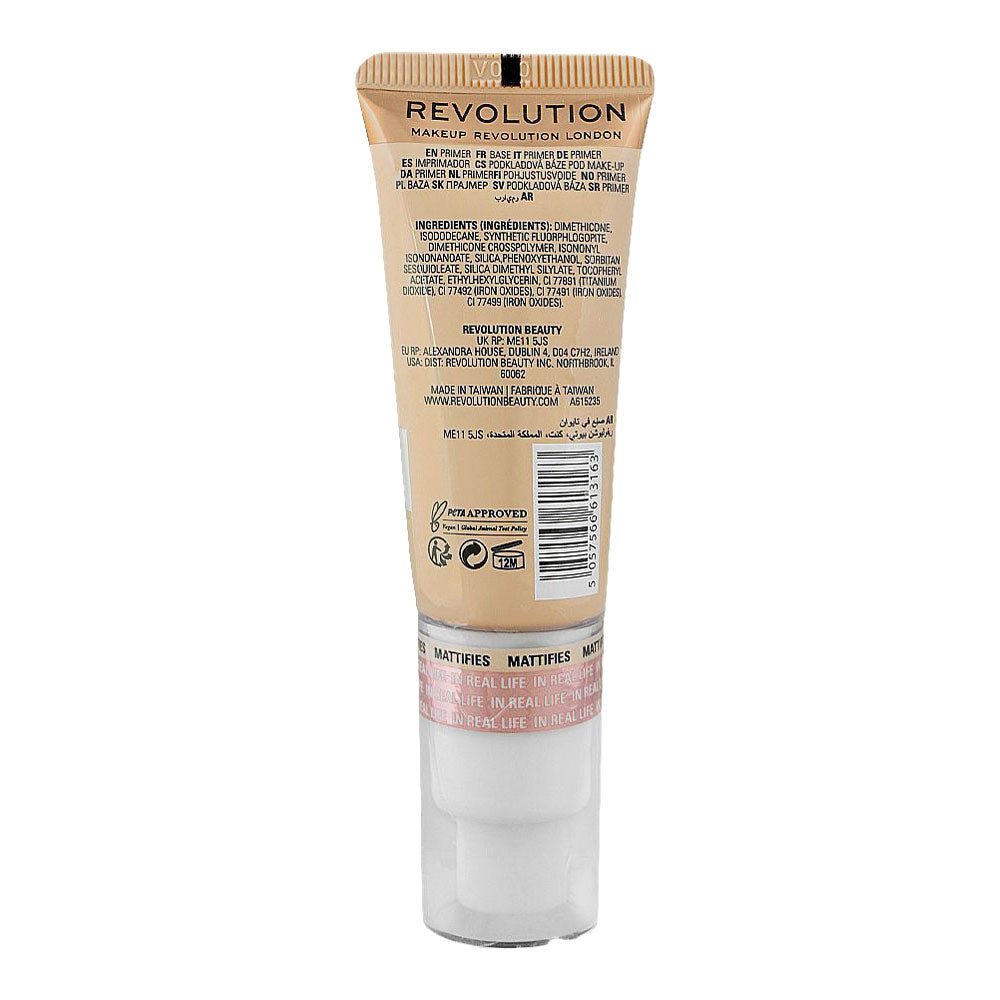 Revolution IRL Skin Filter Pore Blur Primer back view ingredients, matte pore-blurring primer with longwear oil control – Blush Fiji