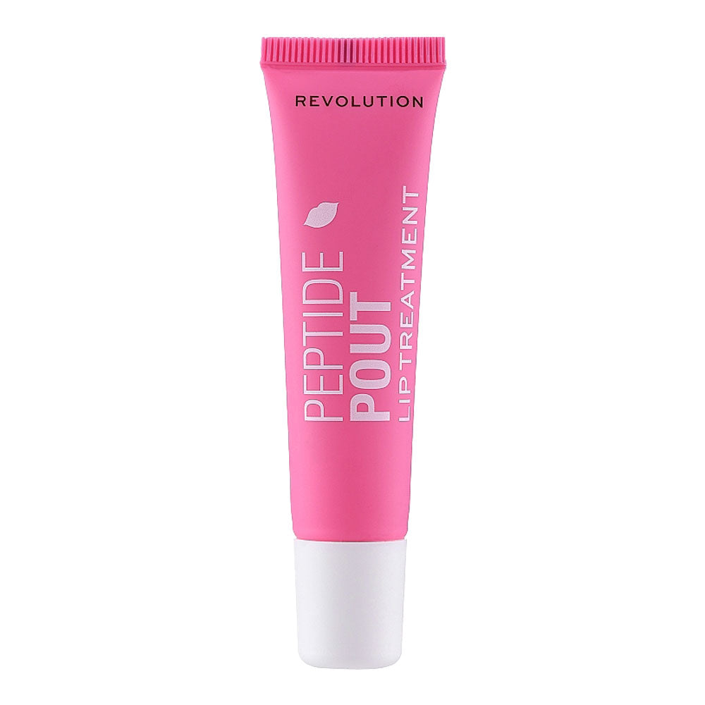 Revolution Peptide Pout Lip Treatment Clear unboxed, peptide lip treatment, hydration, plumping, glossy finish – Blush Fiji