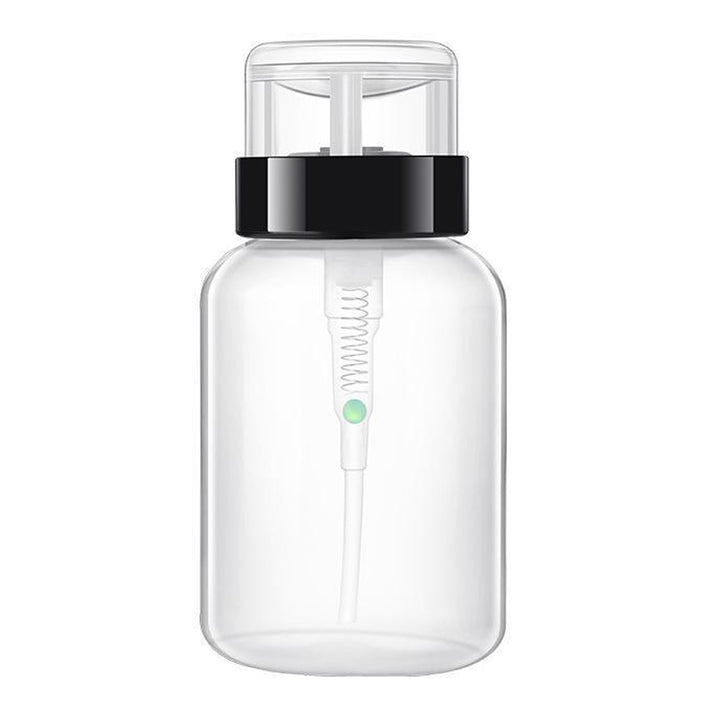 Clear Lockable Pump Dispenser by Blush with flip lid, 210ml HDPE body and precise no-spill pump for toner, remover, acetone and more