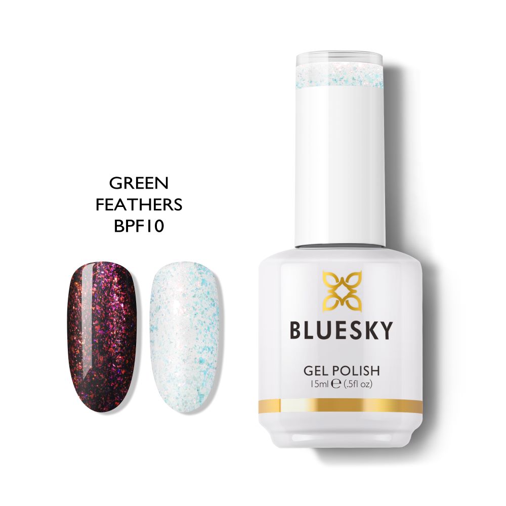 Bluesky Gel Polish Peacock Fashion Collection 15ml BPF10 GREEN FEATHERS