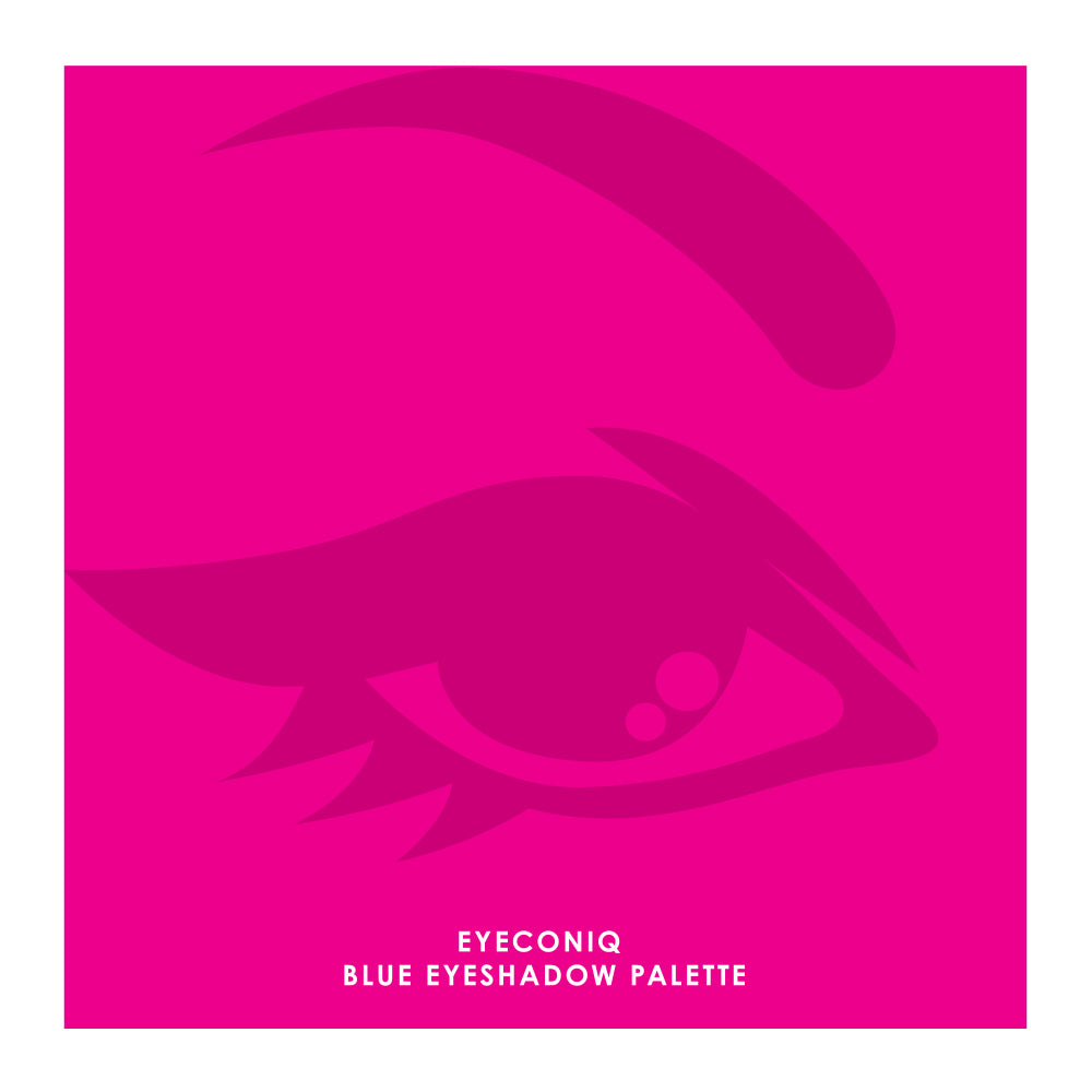 EYECONIQ BLUE eyeshadow palette cover with bold blue colour and 9-shade graphic design