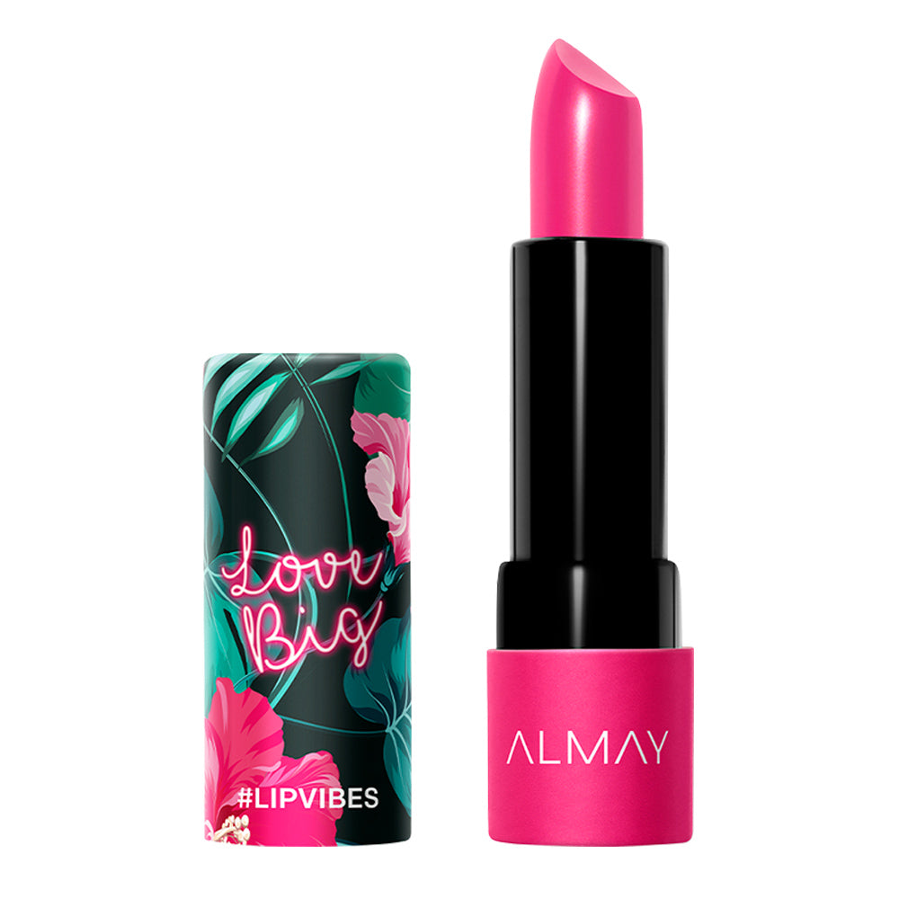 Almay Lip Vibes Cream Lipstick 300 LOVE BIG with bold colour payoff, cream finish and nourishing shea butter