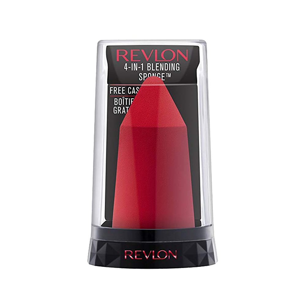 Revlon 4-in-1 Blending Sponge 59669 in clear storage container – pro makeup sponge for blending, contouring and correcting