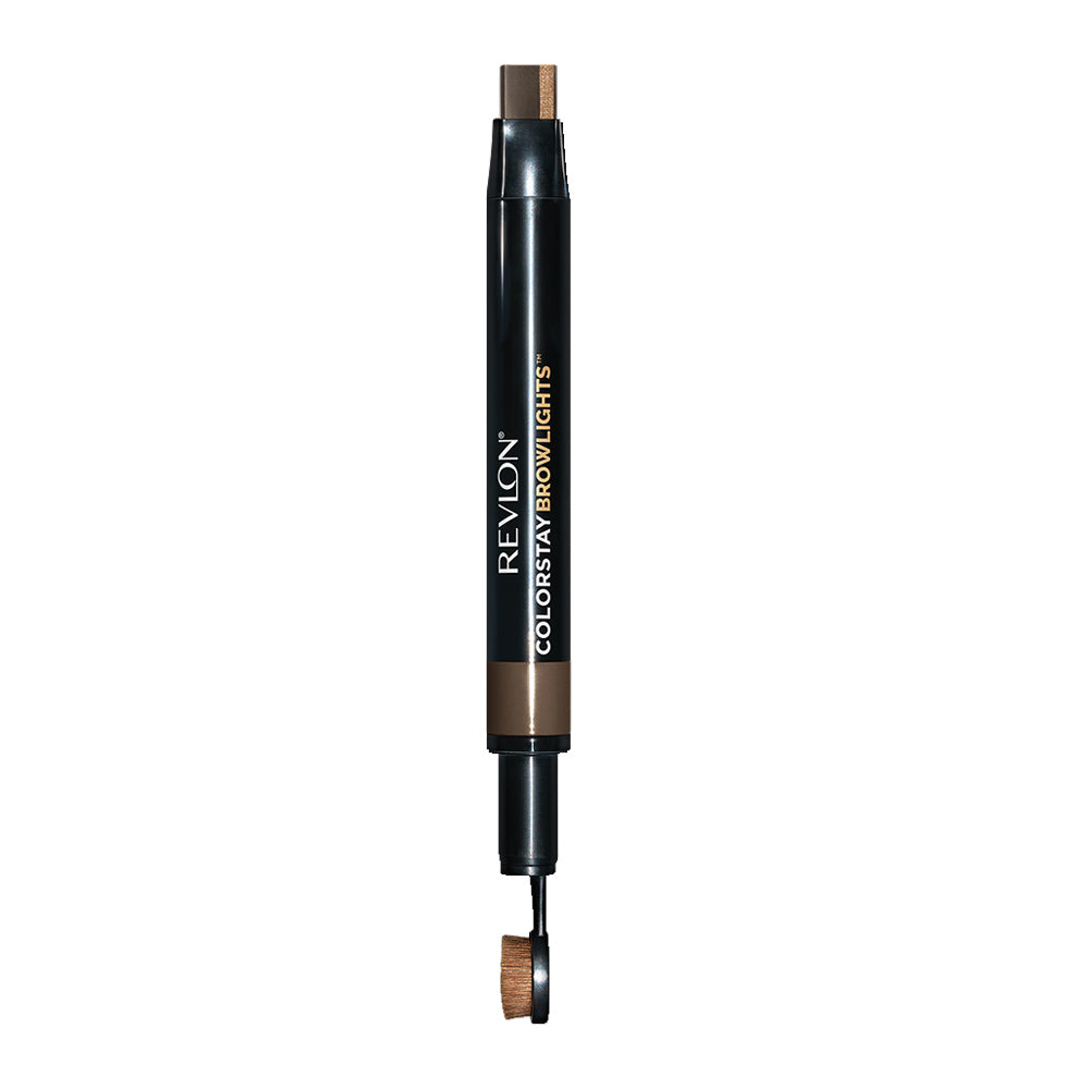 Revlon Browlights Pomade Pencil 403 DARK BROWN 1.1g – 2-in-1 matte and glow brow pencil with waterproof 16HR wear and built-in kabuki blending brush