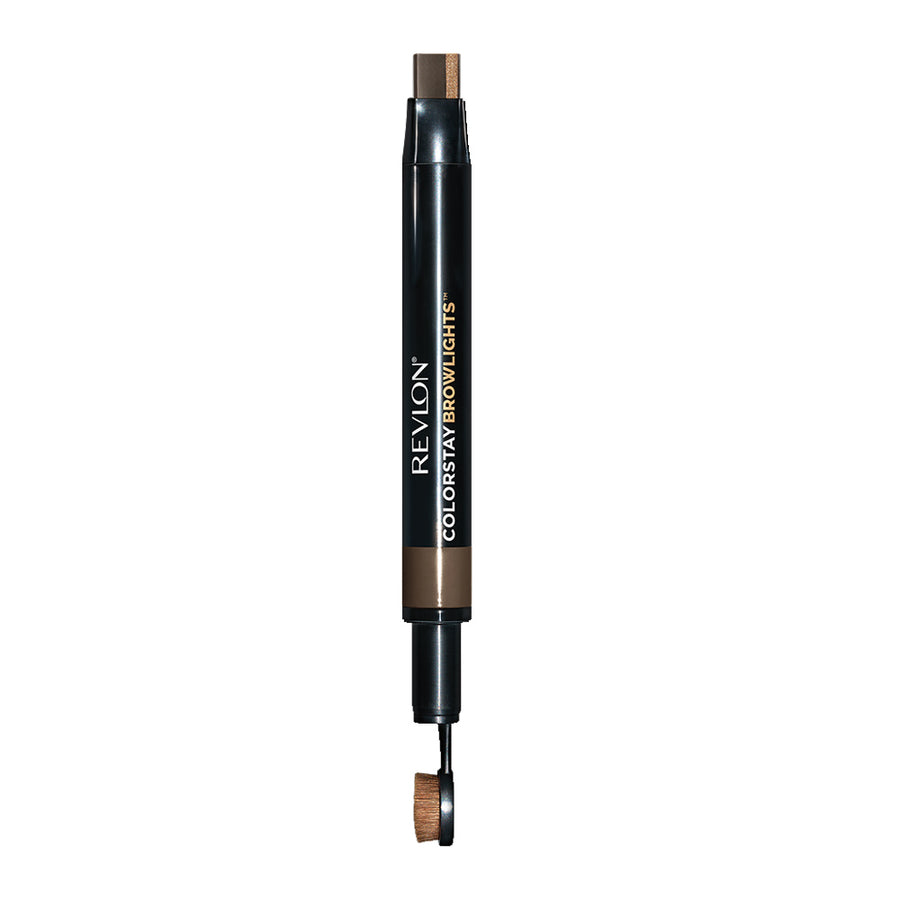 Revlon Browlights Pomade Pencil 403 DARK BROWN 1.1g – 2-in-1 matte and glow brow pencil with waterproof 16HR wear and built-in kabuki blending brush