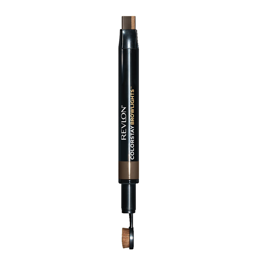 Revlon Browlights Pomade Pencil 404 SOFT BLACK 1.1g – 2-in-1 matte and glow brow pencil with waterproof 16HR wear and built-in kabuki blending brush