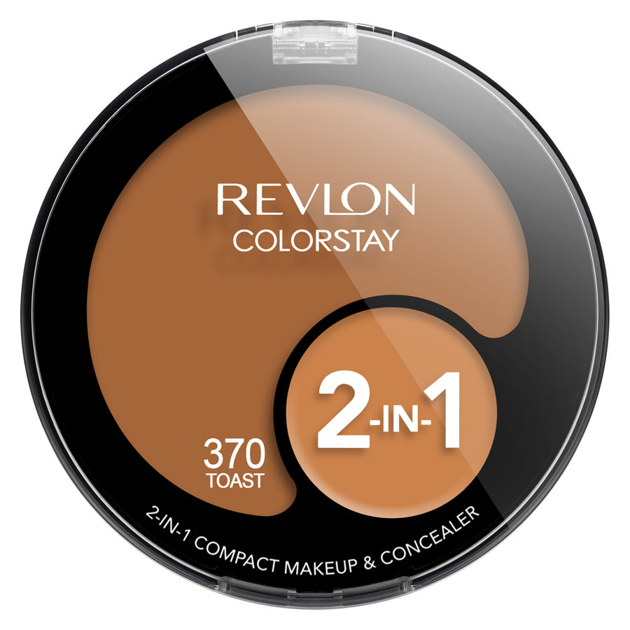 Revlon ColorStay 2-in-1 Compact Makeup & Concealer 370 Toast, longwear matte foundation and concealer duo – Blush Fiji