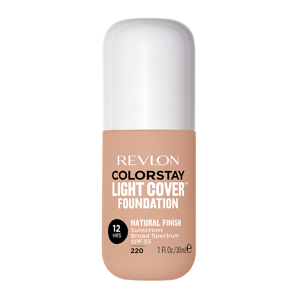 Revlon Light Cover Foundation 220 NATURAL BEIGE 30ml – hydrating SPF 35 formula with 12HR wear, lightweight texture and natural skin-like finish