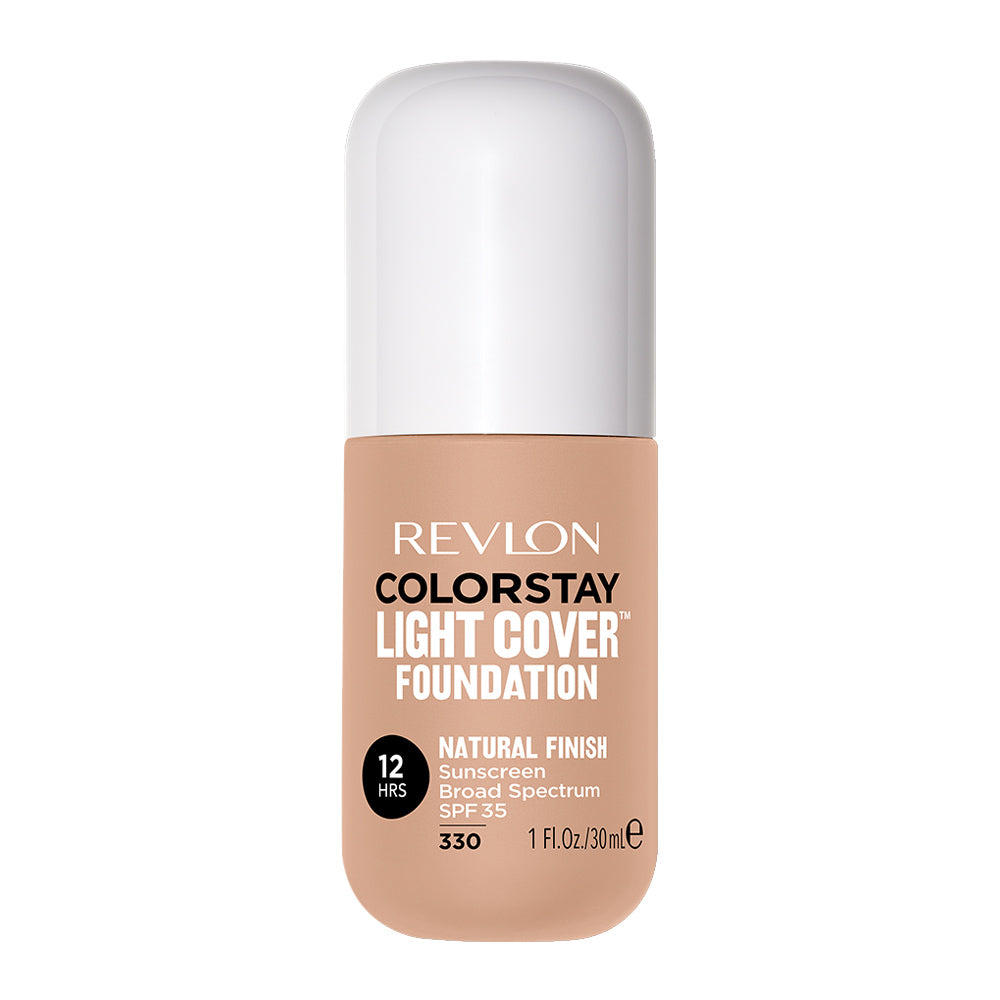 Revlon Light Cover Foundation 330 NATURAL TAN – hydrating SPF 35 formula, 12HR wear, lightweight texture + natural finish
