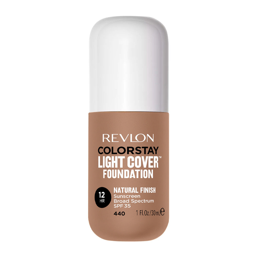 Revlon Light Cover Foundation 440 CARAMEL – hydrating SPF 35 formula, 12HR wear, lightweight texture + natural finish