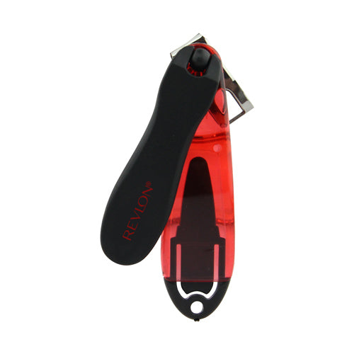 Revlon Twist & Clip Nail Clipper with 360° rotating head, contoured blades, and built-in file for precision trimming