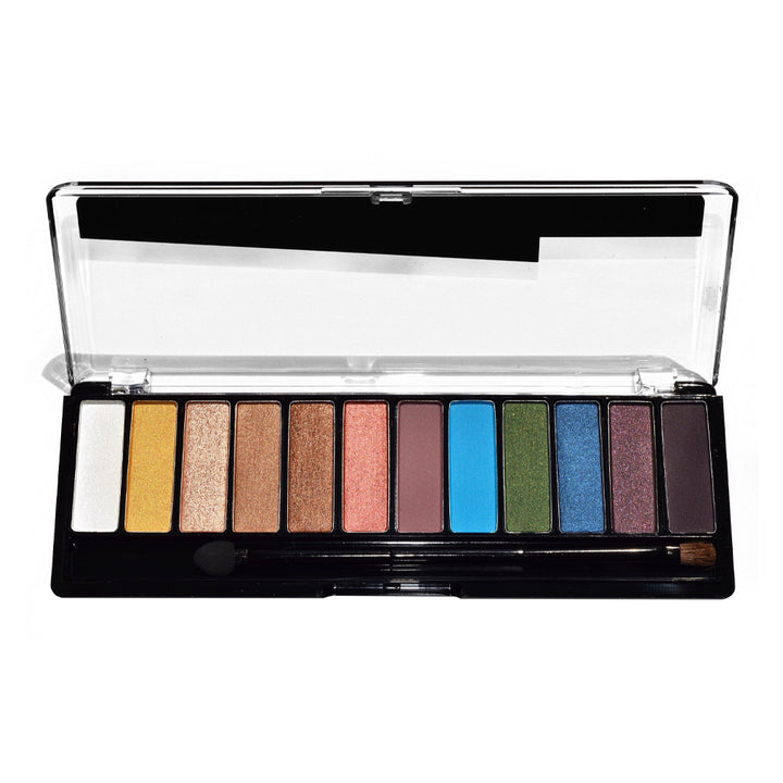 Rimmel Magnif’Eyes Palette 004 COLOUR EDITION open, 12 vibrant blendable shades in matte and shimmer finishes Blush Fiji