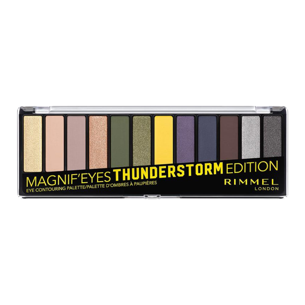 Rimmel Magnif’Eyes Palette 010 THUNDERSTORM EDITION, 12 smokey shades with shimmer and crease-proof pigment Blush Fiji