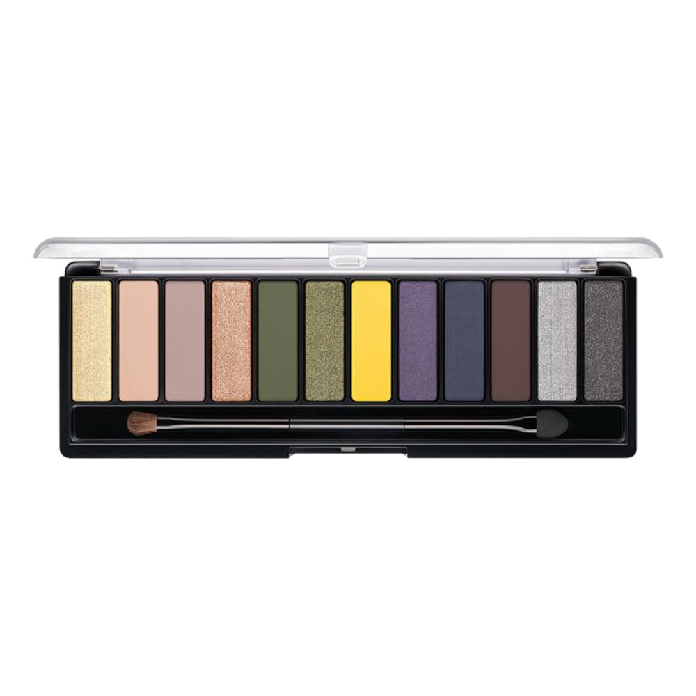 Rimmel Magnif’Eyes Palette 010 THUNDERSTORM EDITION open, 12 smokey matte and shimmer shades with bold pigment Blush Fiji